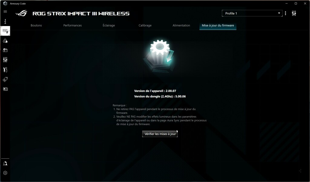 ASUS ROG Strix Impact III Wireless Armory Crate firmware