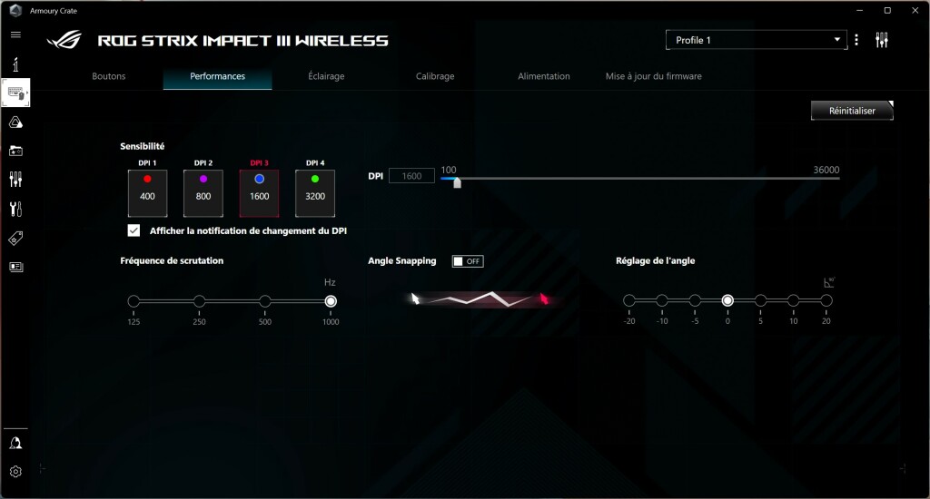 ASUS ROG Strix Impact III Wireless Armory Crate performances