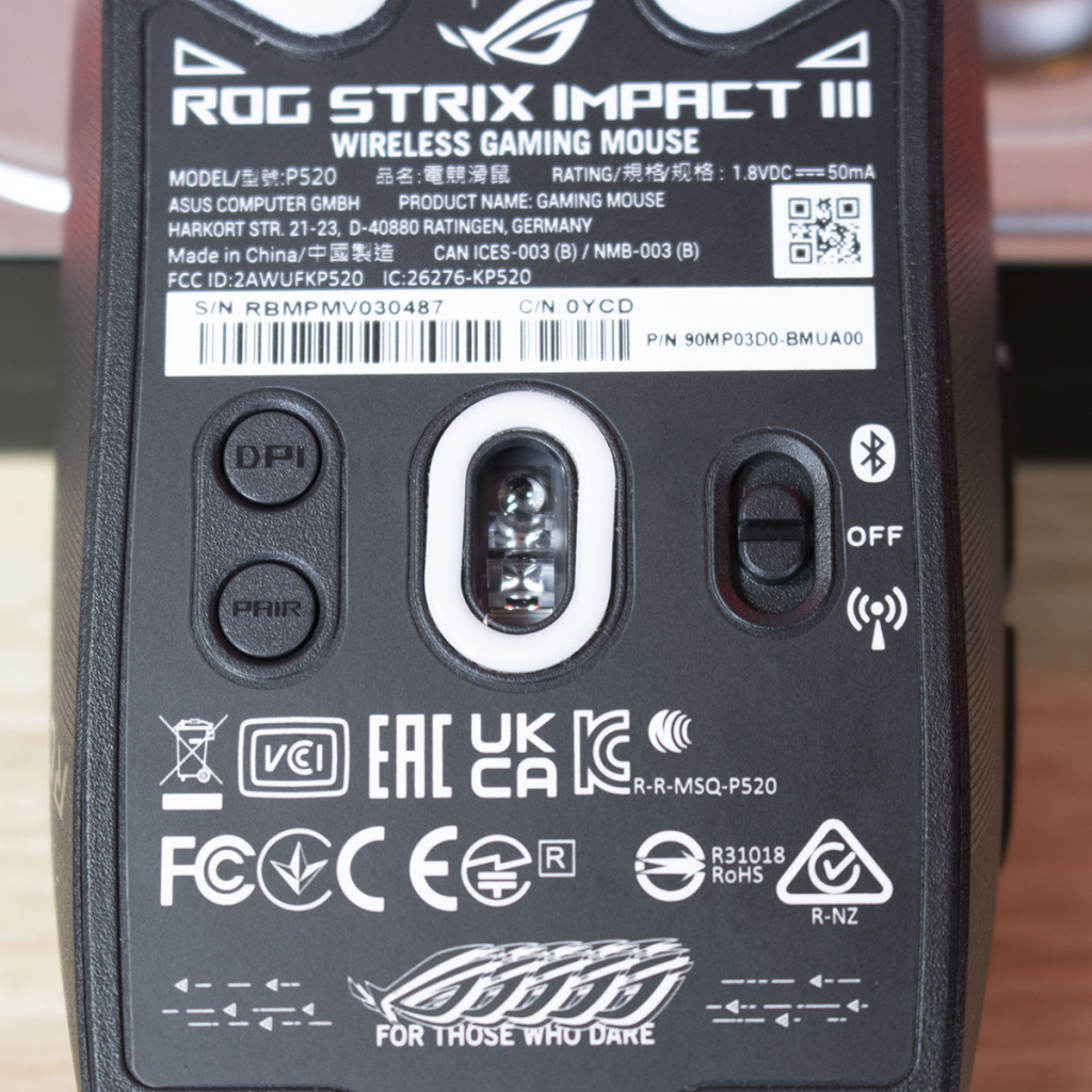 ASUS ROG Strix Impact III Wireless capteur boutons