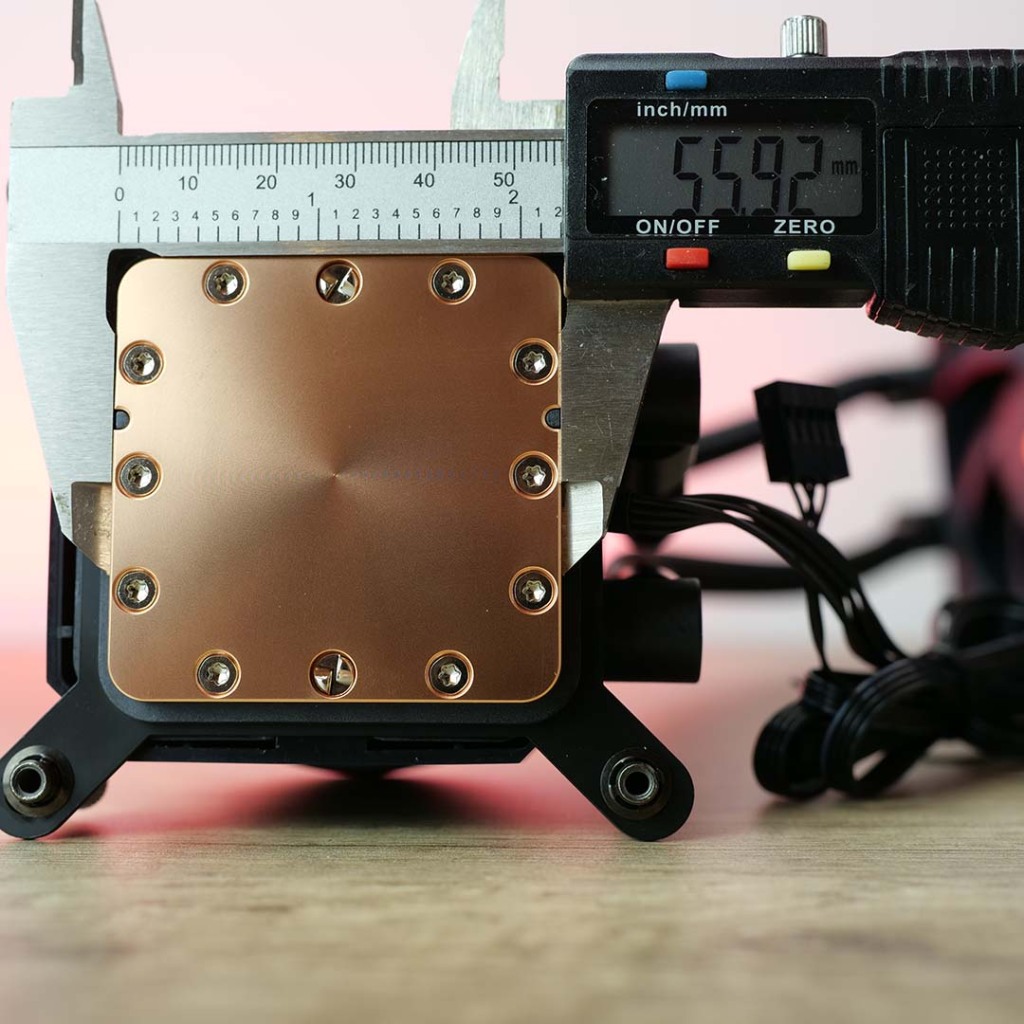 lian li galahad ii trinity performance 360 pompe plaque froide mesure