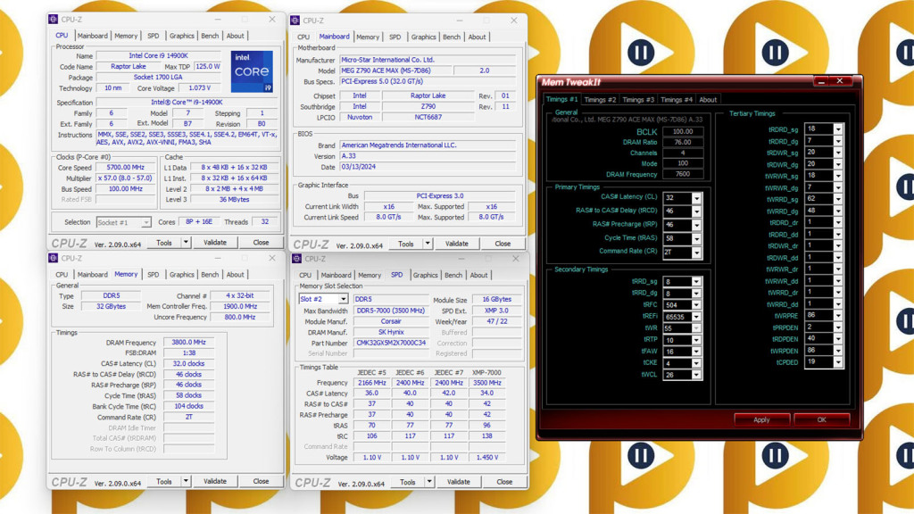 meg z790 ace max bios uefi overclocking memory presets Test