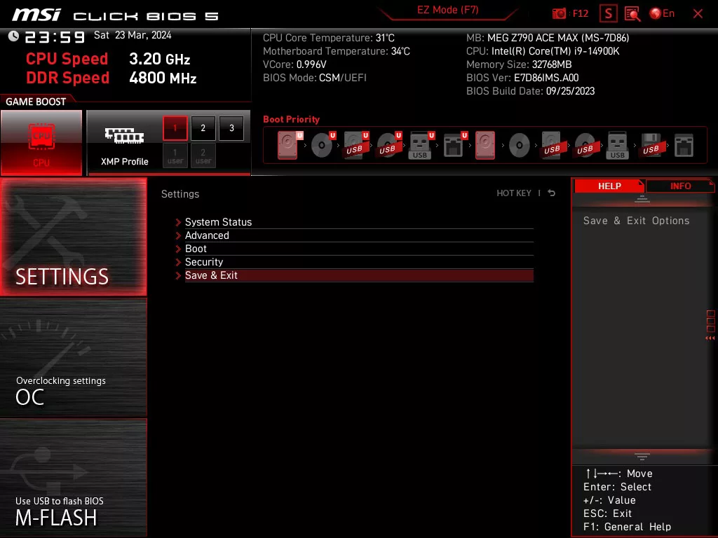 meg z790 ace max bios uefi settings