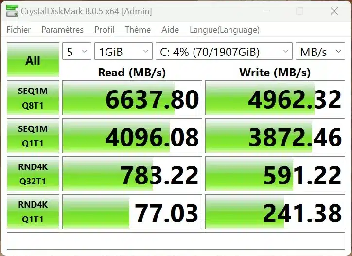 CORSAIR ONE i500 Crystaldisk Mark