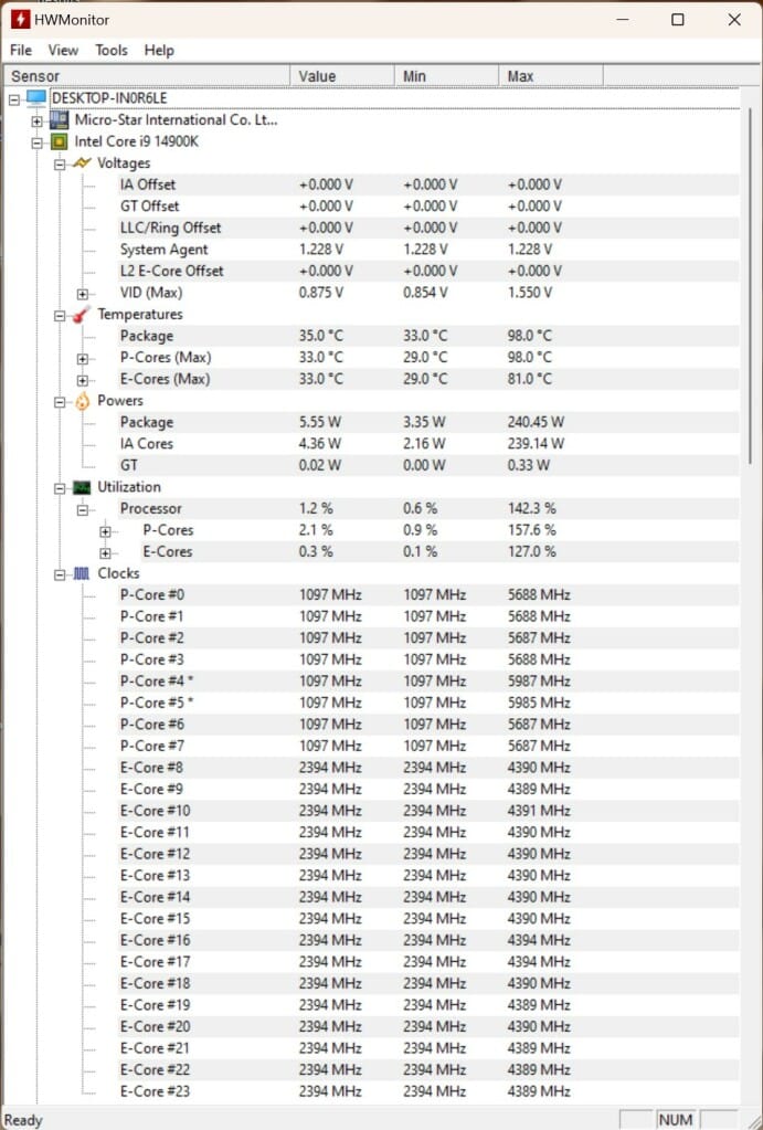 CORSAIR ONE i500 HWMonitor 1