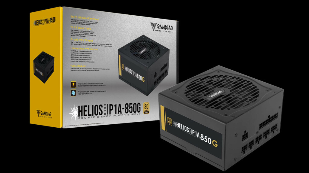 GAMDIAS annonce les alimentations HELIOS P1A 80 Plus Gold 4 GAMDIAS HELIOS P1A 80 Plus Gold 850 boite