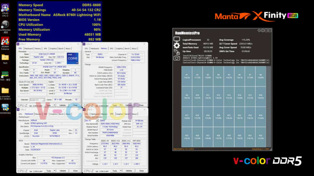 V-Color Manta XFinity : de la DDR5 à 8600 MHz 5 V Color Manta XFinity B760I