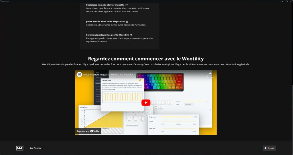 Wooting 60HE+ écran accueil 2