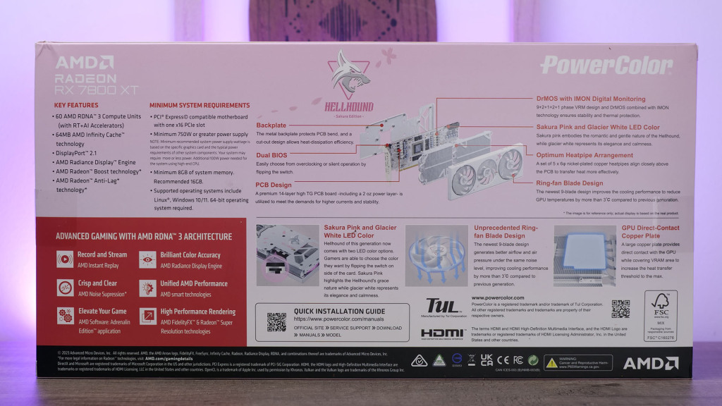 amd rx 7800 xt sakura edition emballage back