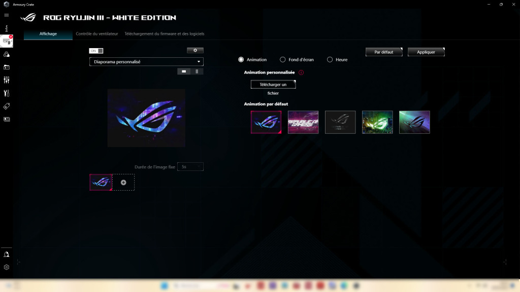 asus rog ryujin iii 360 armoury crate diapo animation