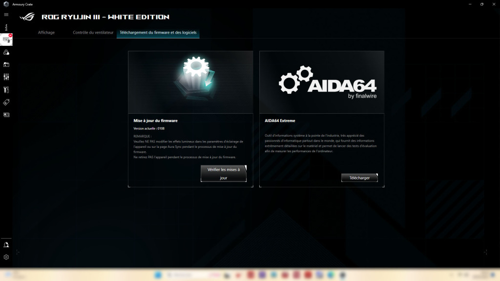 asus rog ryujin iii 360 armoury crate update aida64