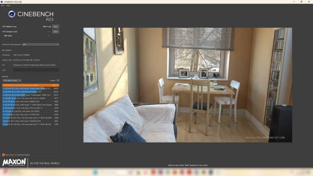 cinebench r23 score sans realtime