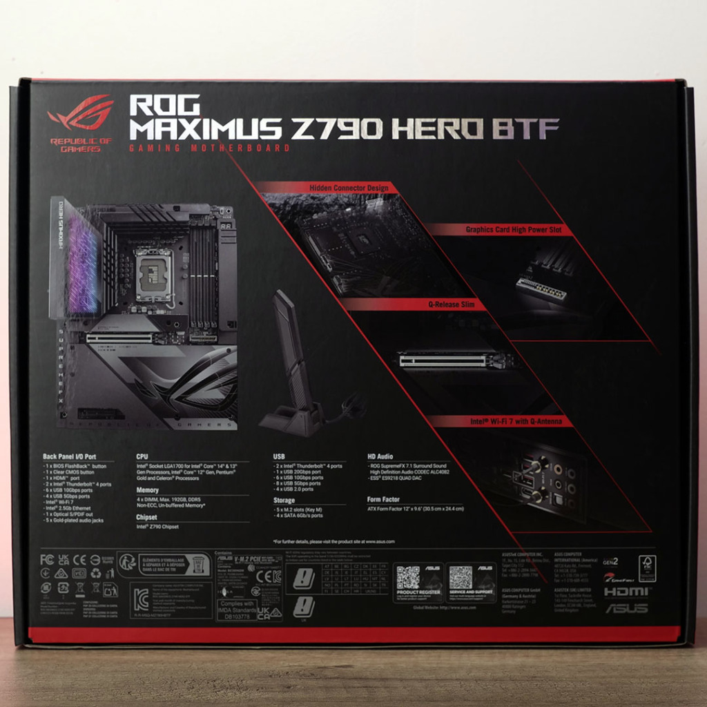 rog maximus z790 hero btf emballage dos