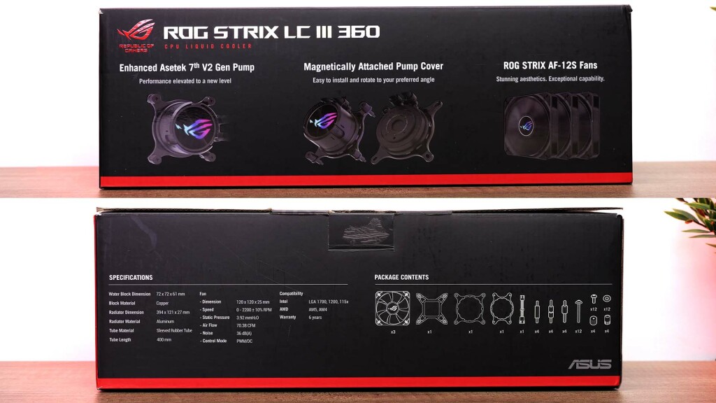 test rog strix lc iii 360 emballage sides