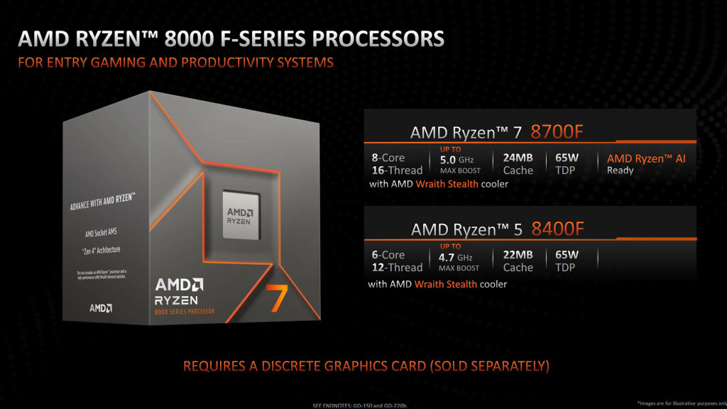 Les AMD Ryzen 7 8700F et Ryzen 5 8400F sont officiels 2 AMD Ryzen 8000 series 1