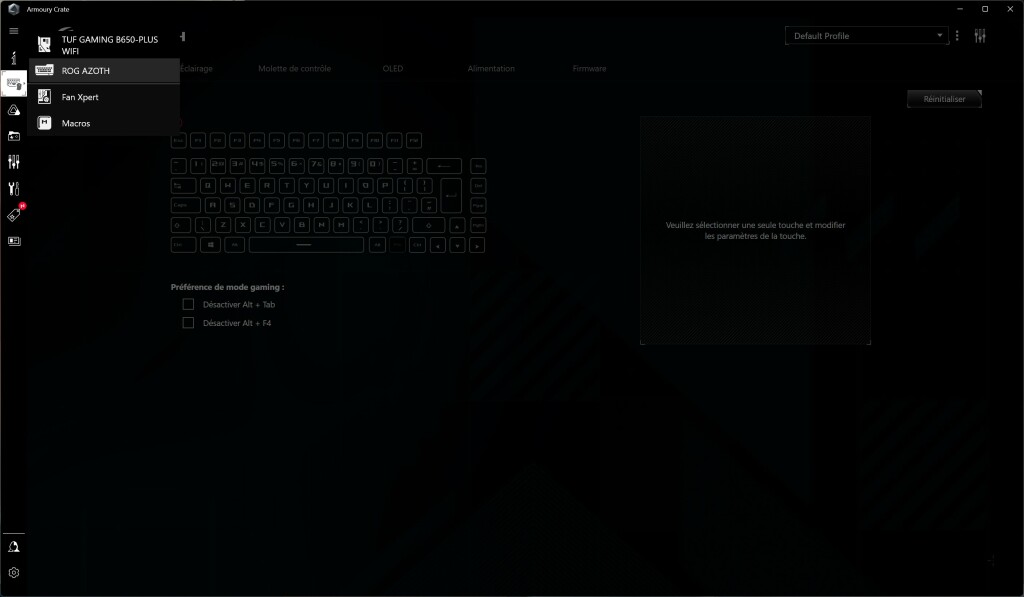 ASUS ROG Azoth logiciel 1