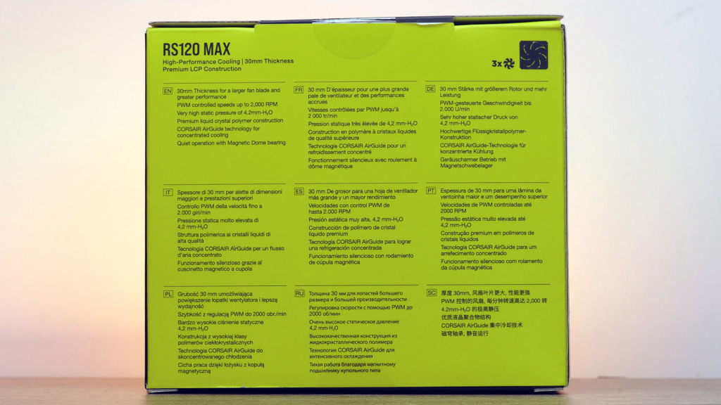corsair rs120 max box specs