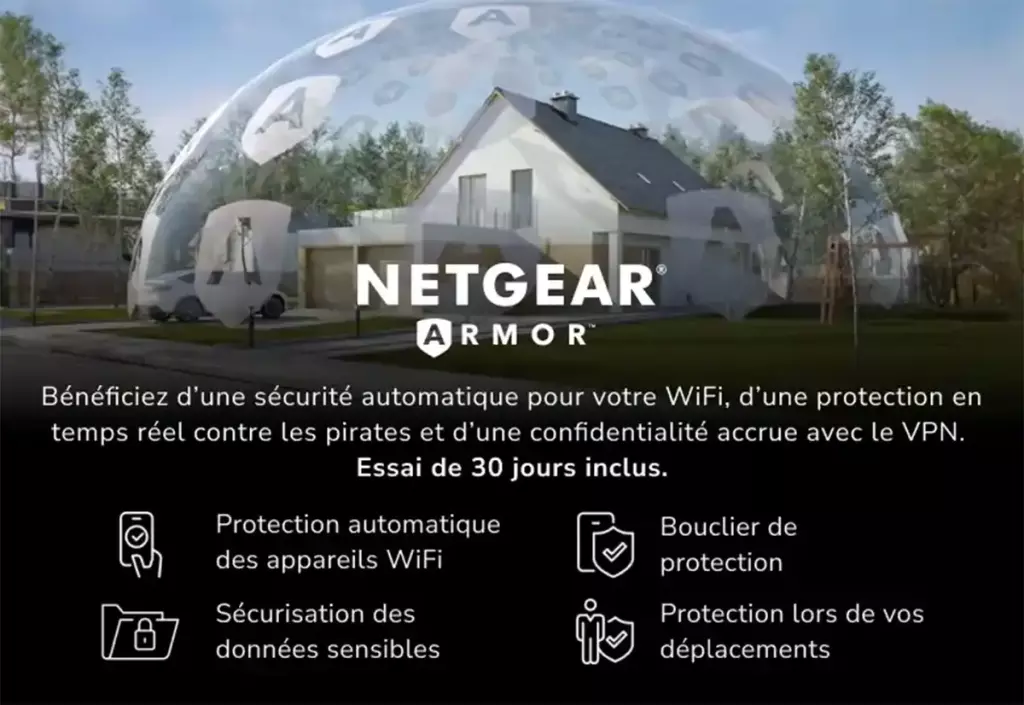 Mesh Tri-band Orbi 770 et routeur Nighthawk RS300, du WiFi 7 abordable chez Netgear 7 Sécurité NETGEAR Armor