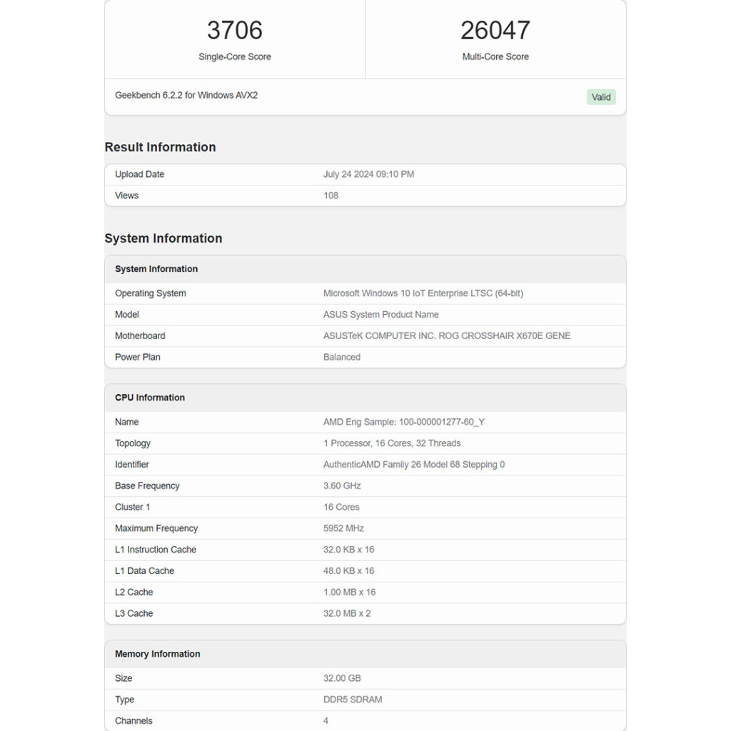AMD Ryzen 9 9950X overclocké à 6 GHz écrase le Core i9 14900KS de 20% ? 4 AMD Ryzen 9 9950X overclock 6ghz Geekbench 6