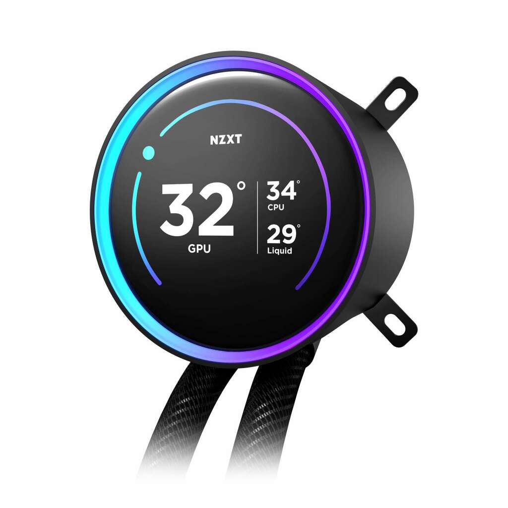NZXT Kraken Elite 2024 : Le refroidissement AIO repensé avec des performances améliorées 6 03 Kraken Elite V2 RGB BK pump only front with tube