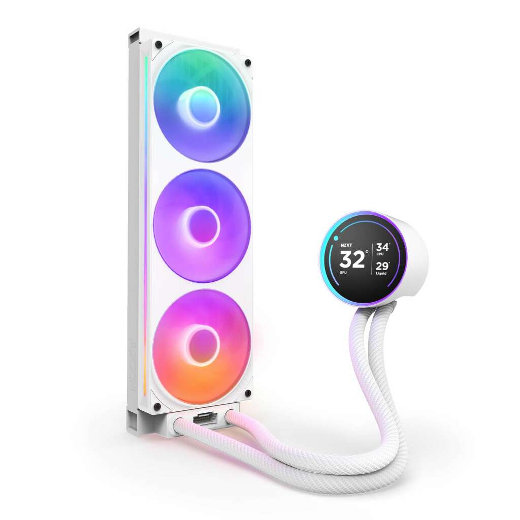 NZXT Kraken Elite 2024 : Le refroidissement AIO repensé avec des performances améliorées 17 06 Kraken Elite V2 RGB WH vertical 360
