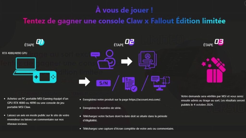 Tentez de gagner une console MSI Claw Fallout en Edition limitée 2 Console MSI Claw Fallout limited edition Giveaway