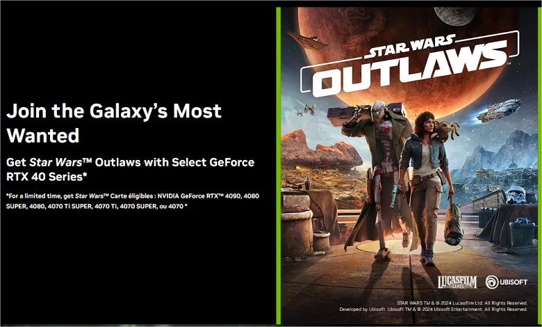 Star Wars Outlaws offert avec certaines cartes GeForce RTX série 40 1 Get Star Wars Outlaws GeForce RTX 40 Heroimg