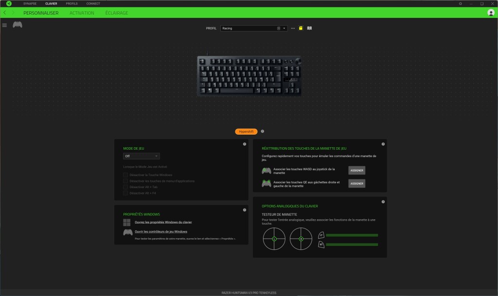 RAZER Hunstman V3 Pro TKL logiciel Hypershift