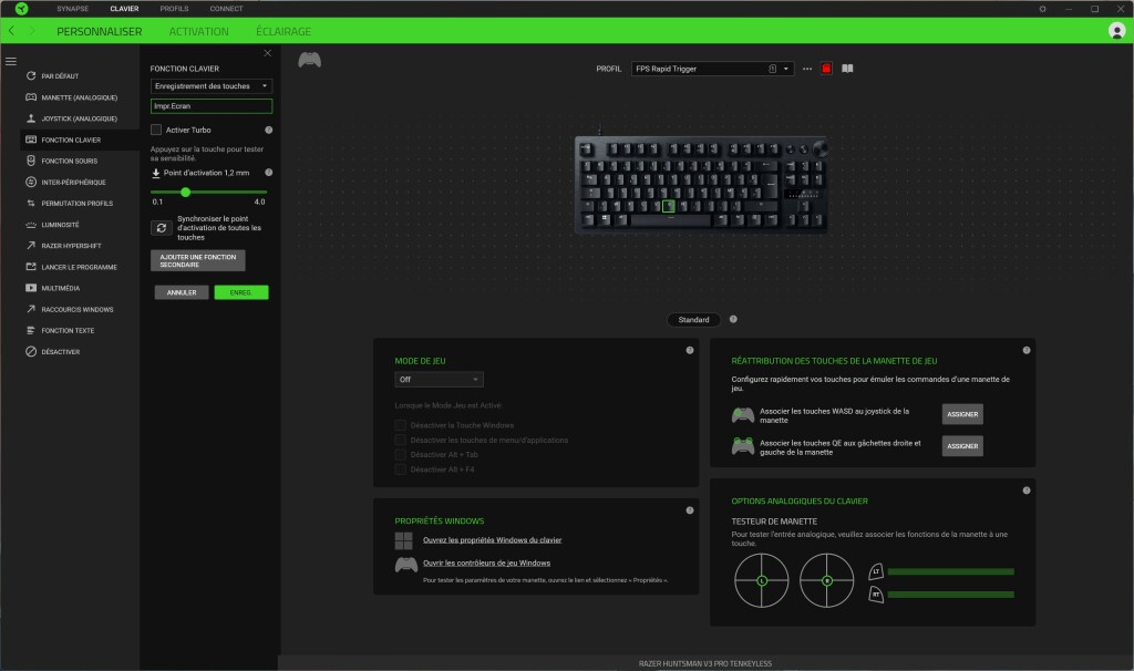 RAZER Hunstman V3 Pro TKL logiciel attribution fonction 2