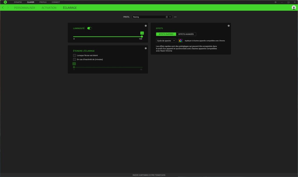 RAZER Hunstman V3 Pro TKL logiciel éclairage 1