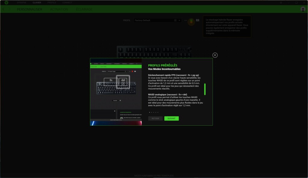 RAZER Hunstman V3 Pro TKL logiciel explications 2