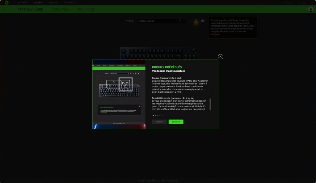 RAZER Hunstman V3 Pro TKL logiciel explications 3