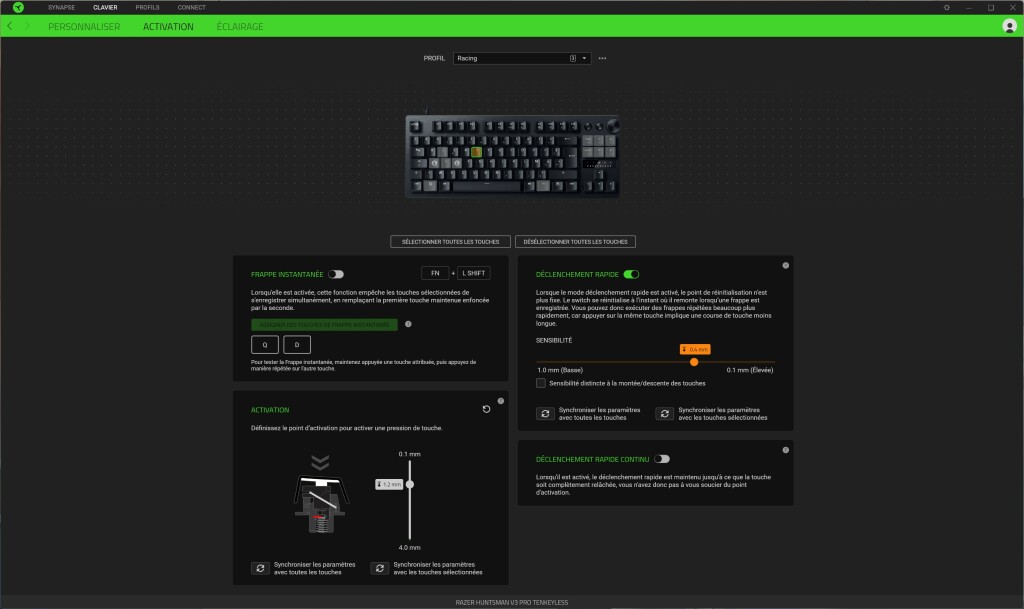 RAZER Hunstman V3 Pro TKL logiciel paramétrage