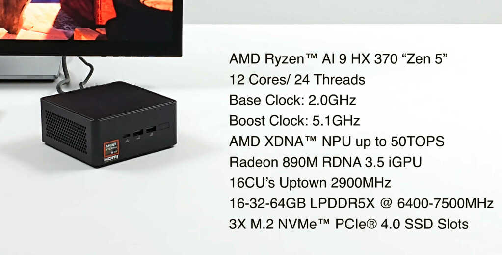 AMD Ryzen AI HX 370 : Le nouveau standard des Mini-PC pour le gaming ? 2 RYZEN HX 370 MINIPC Specs
