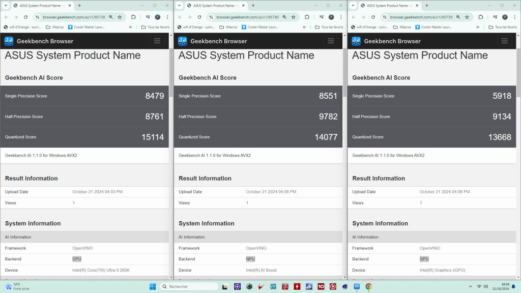 285k geekbench ai openvino