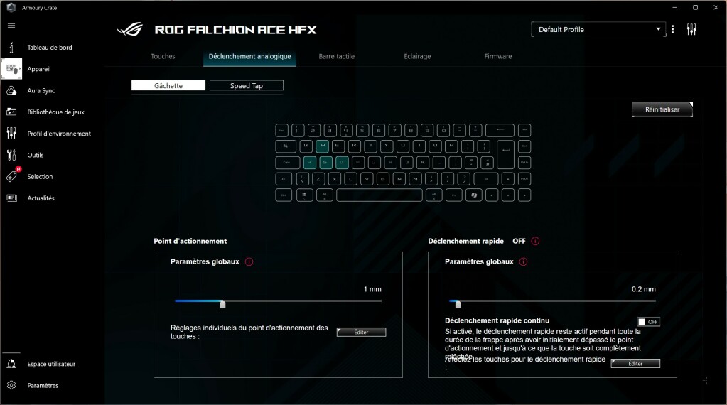 ASUS ROG Falchion ACE HFX logiciel analogique 1