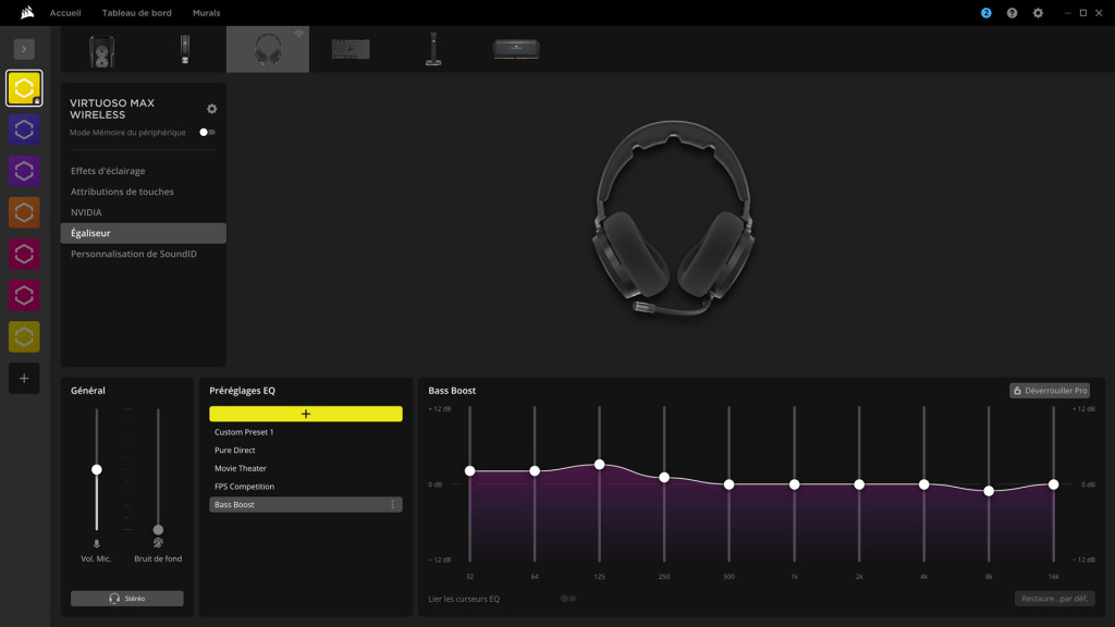 CORSAIR VIRTUOSO MAX égaliseur