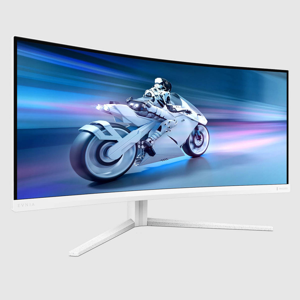 Philips Evnia 34M2C5501A : écran 34 pouces, dalle Fast VA incurvée 2 Philips Evnia 34M2C5501A trois quarts