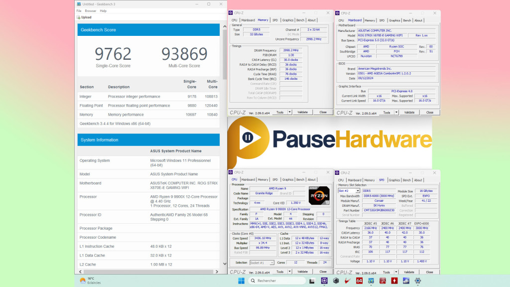 Test asus rog strix x870e e gaming wifi geekbench 3