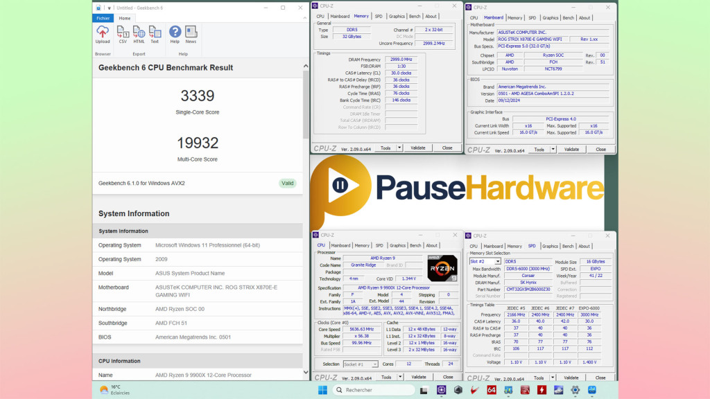 Test asus rog strix x870e e gaming wifi geekbench 6