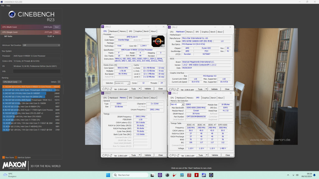 Test msi x870e carbon gaming wifi cb r23