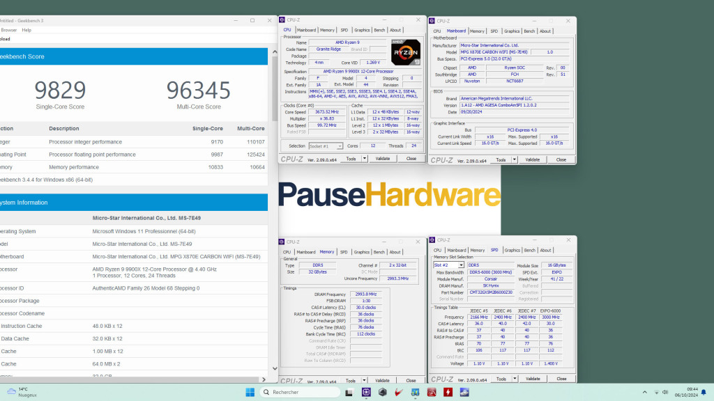 Test msi x870e carbon wifi geekbench 3