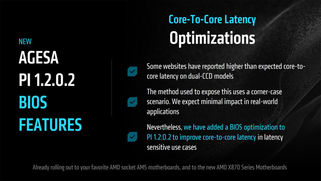 Nouvelles fonctionnalités du BIOS AGESA 1.2.0.2 pour les cartes mères AMD AM5 et X870 2 amd agesa 1.2.0.2 core to core latency
