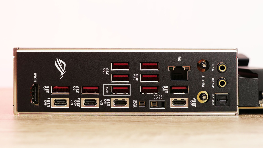 asus rog strix x870e e gaming wifi io back panel