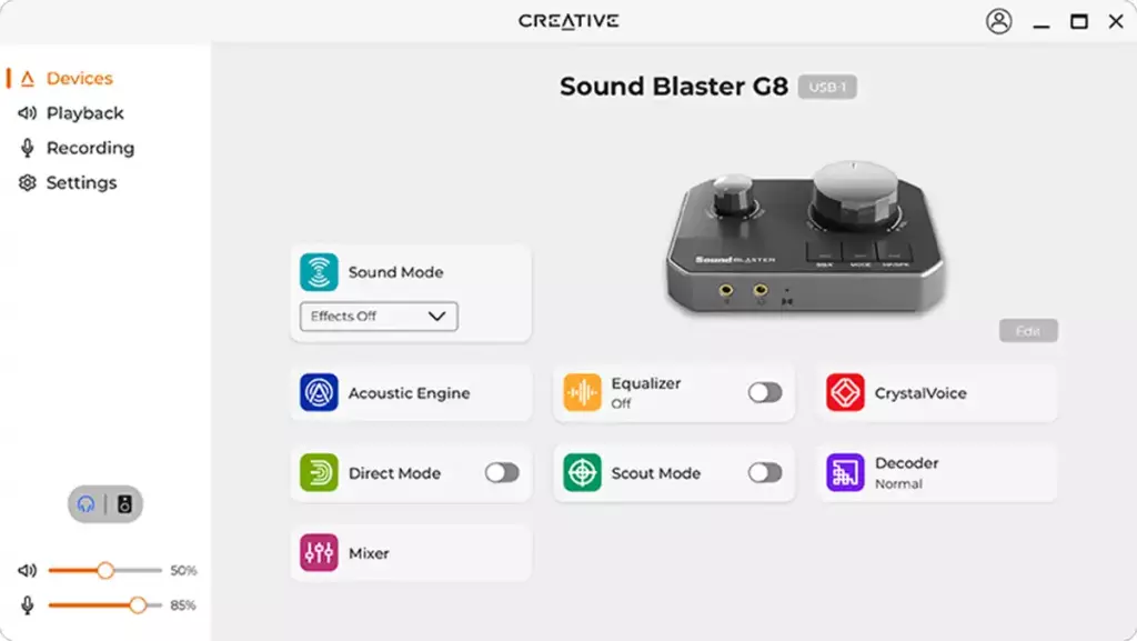 Creative Sound Blaster G8, le DAC externe avec une double connectivité USB-C 4 creative app sound blaster g8