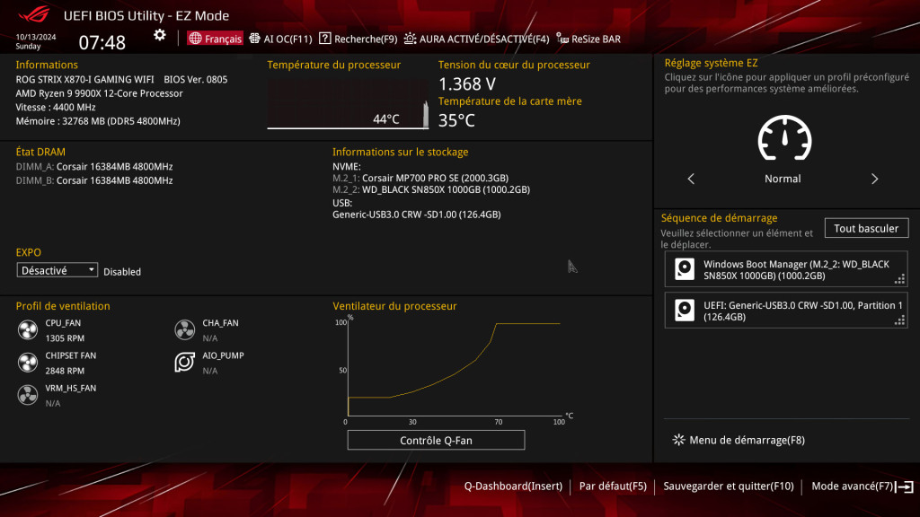 rog strix x870 i bios ez mode