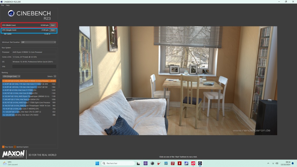 rog strix x870 i cinebench