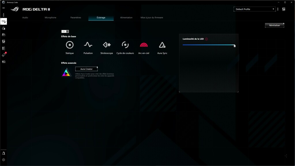 ASUS ROG DELTA II logiciel éclairage