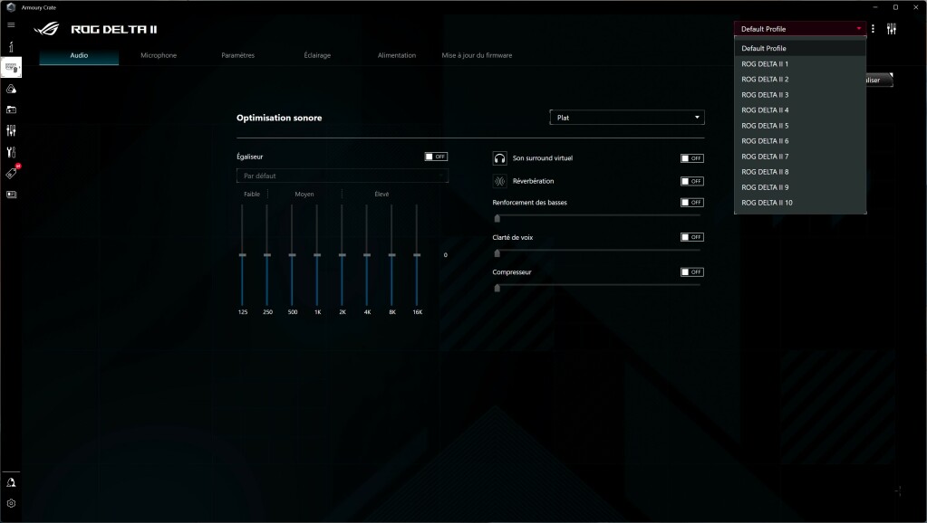 ASUS ROG DELTA II logiciel profils