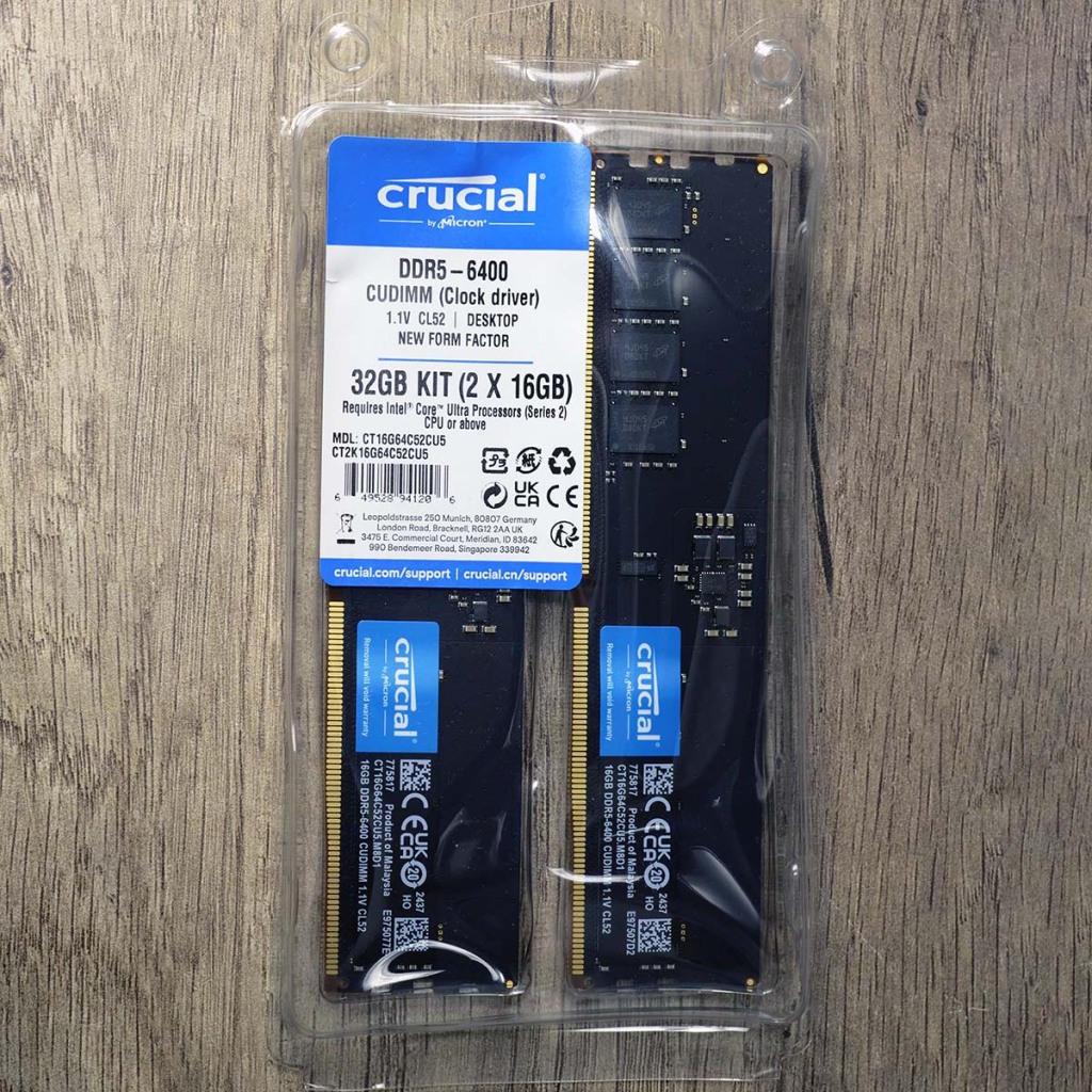 Crucial DDR5 6400 CUDIMM boxing