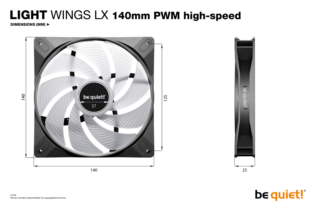 Light Wings LX 140mm PWM high speed dimension sheet
